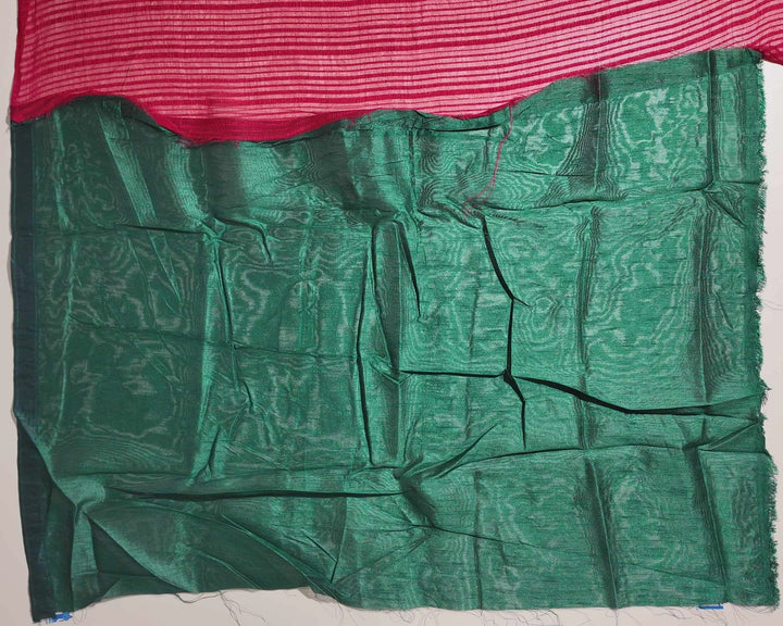 Elegant Magenta Striped Silk Saree with Tassels - Red (1) - Picture 4