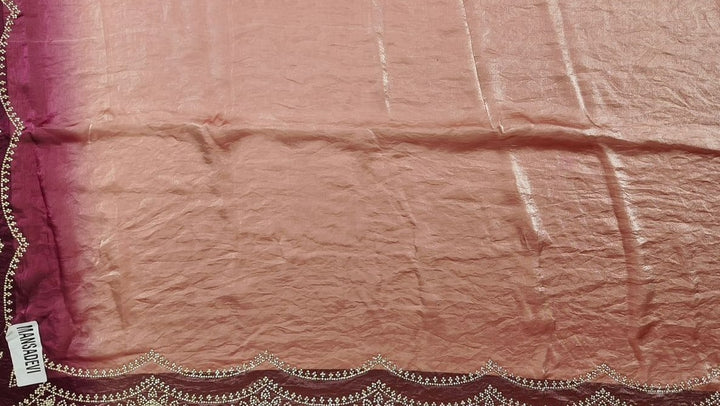 Elegant Ombre Pink-Purple Embroidered Saree - Magenta - Picture 2