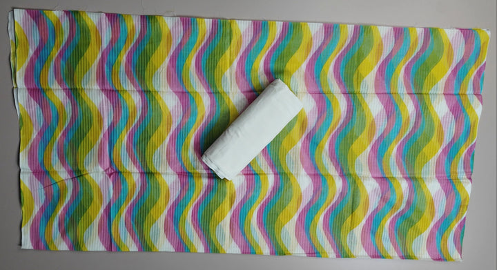 Vibrant Floral & Lace Kurta Fabric Set - White - Picture 6