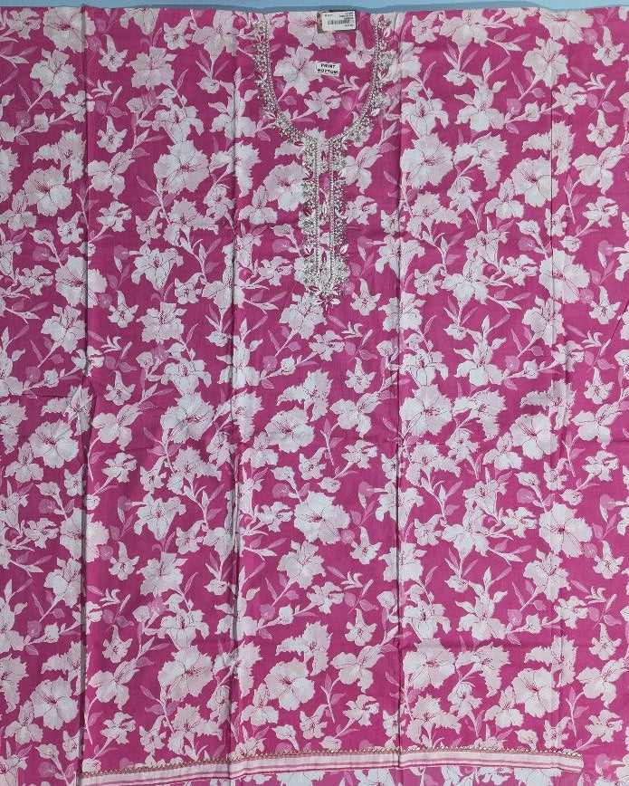 Elegant Pink Floral Designer Kurti Set - Pink - Picture 3