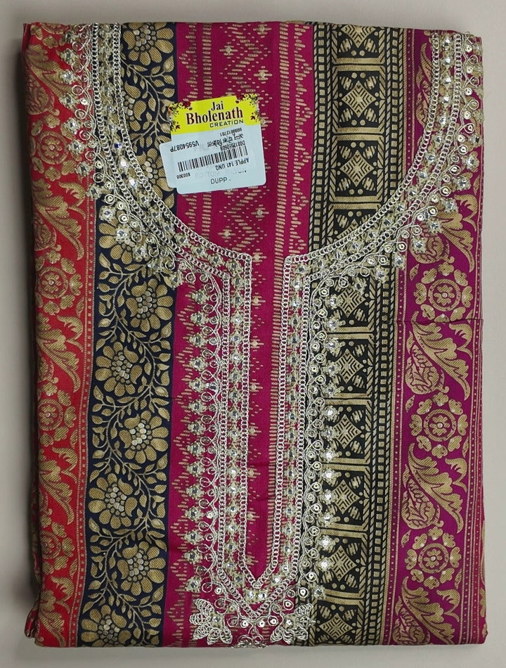 Elegant Multicolor Floral Print Suit - Pink - Picture 1