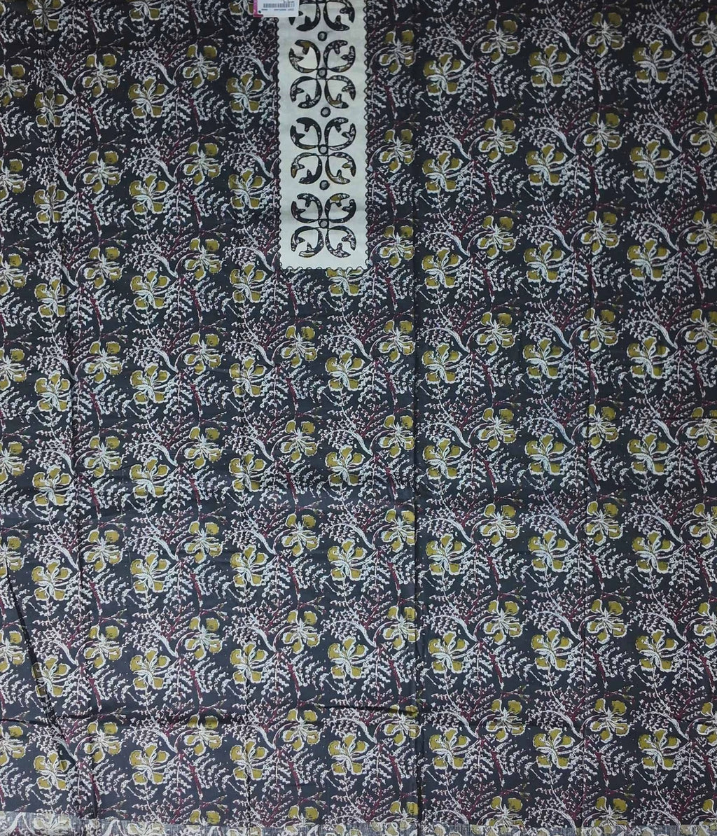 Elegant Black Floral Hand-Block Print Suit - Black - Picture 4