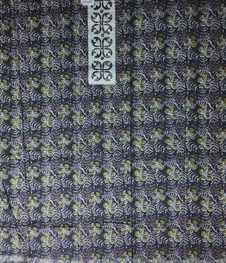 Elegant Black Floral Hand-Block Print Suit - Black - Picture 4