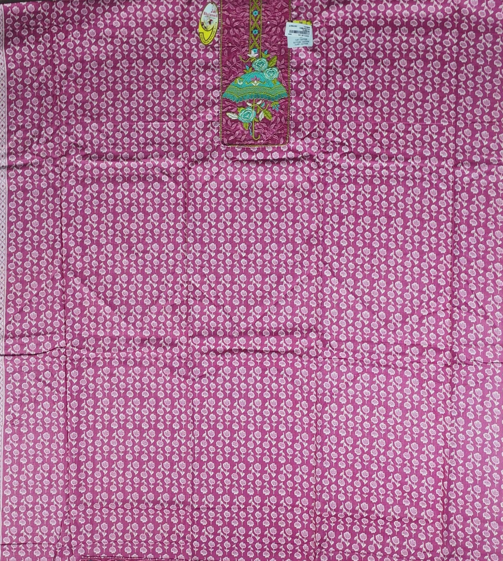 Vibrant Pink Embroidered Cotton Salwar Suit - Pink - Picture 2