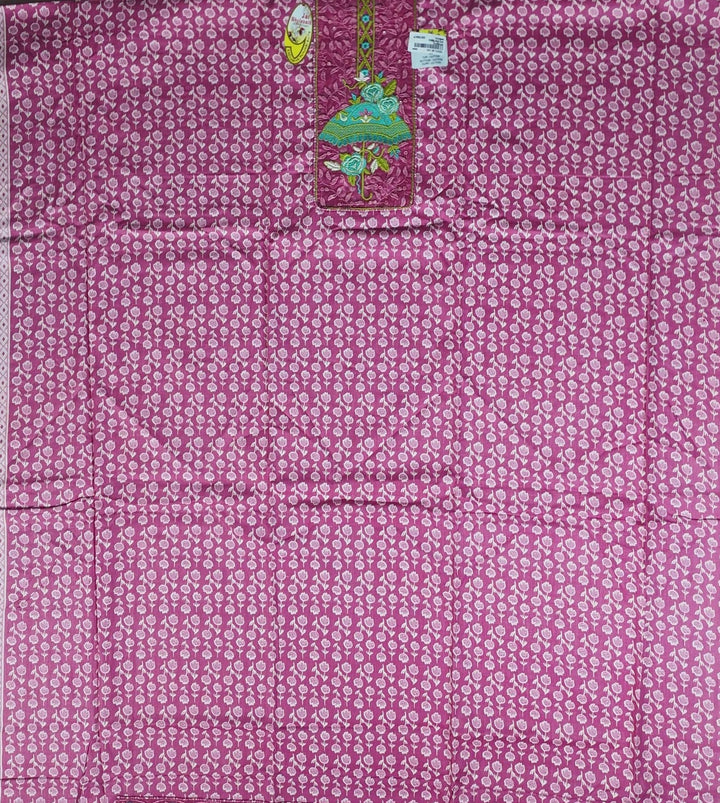 Vibrant Pink Embroidered Cotton Salwar Suit - Pink - Picture 2