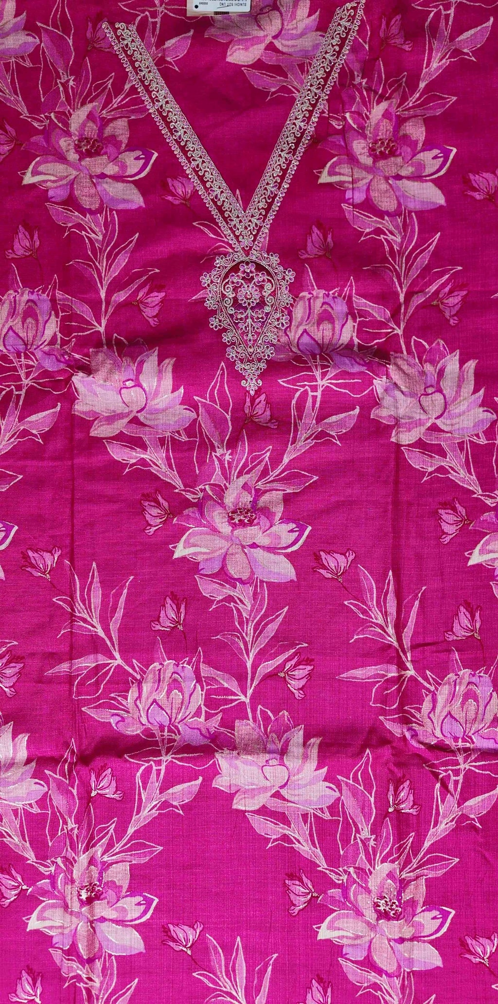 Vibrant Pink Floral Embroidered Suit - Magenta - Picture 3