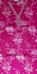 Vibrant Pink Floral Embroidered Suit - Magenta - Picture 3