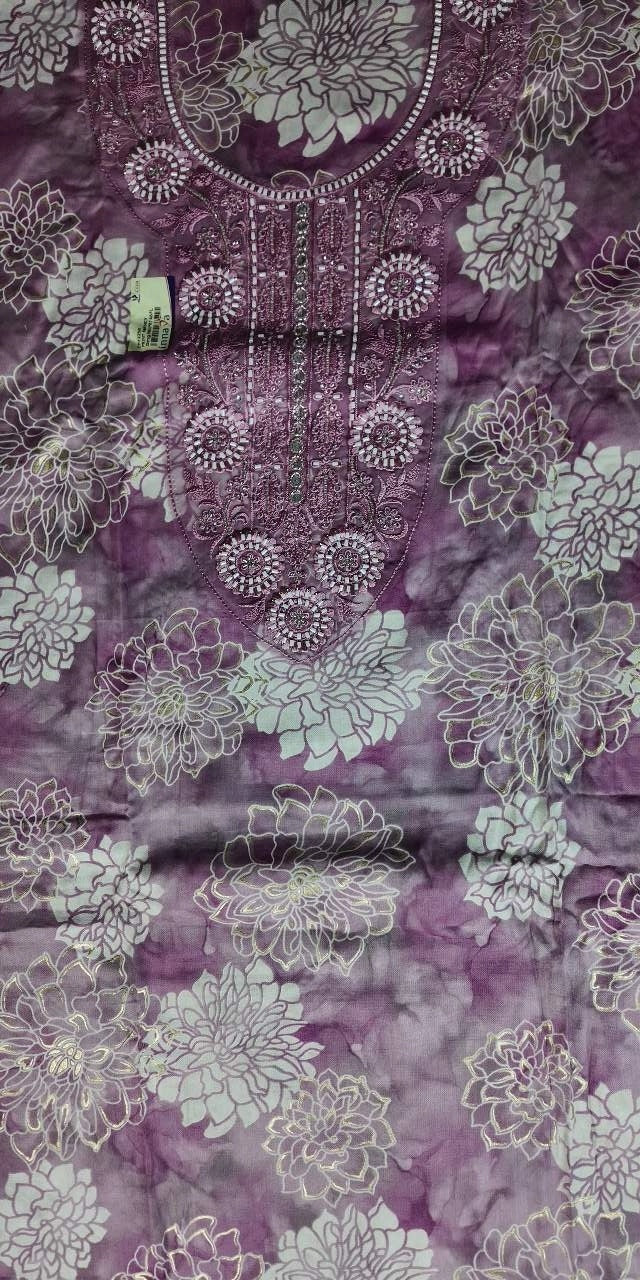 Lilac Floral Embroidered Kurta Set - Purple - Picture 2