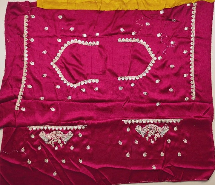 Golden Mustard Embroidered Silk Saree - Mustard yellow - Picture 5