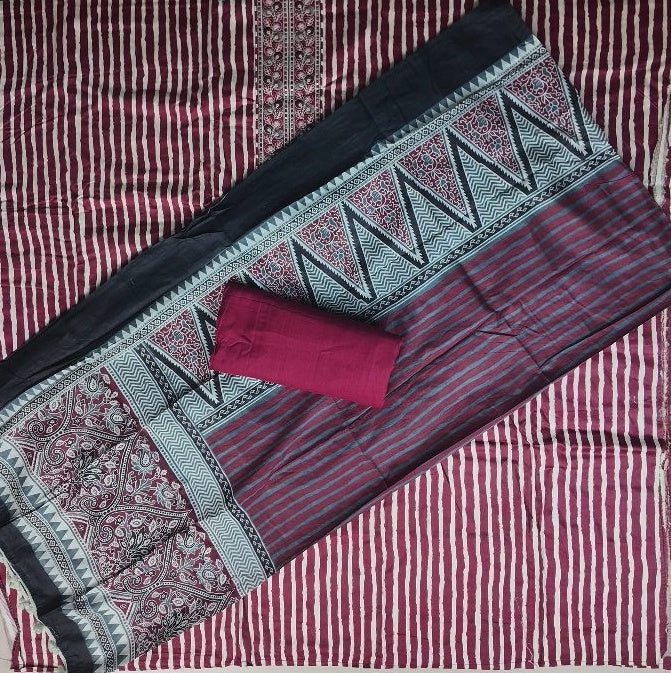 Elegant Maroon Striped Kurta Set with Embroidery - Maroon - Picture 5
