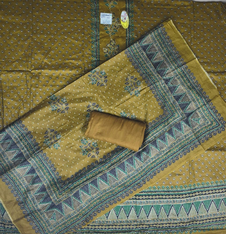 Elegant Mustard Floral Rayon Suit Set - Mustard - Picture 5