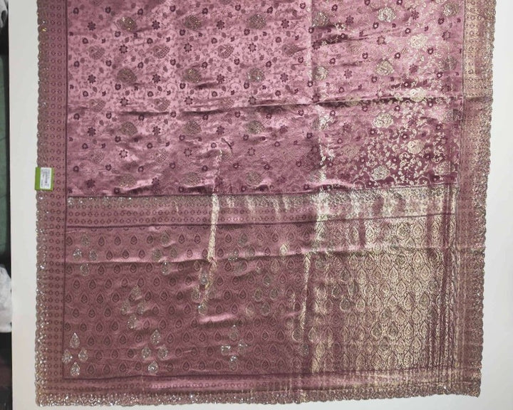 Elegant Mauve Banarasi Brocade Saree - Mauve - Picture 3