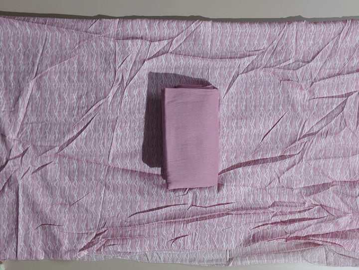 Blush Pink Floral Cotton Suit with Mirror Work - Light pink - Picture 5