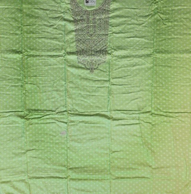 Elegant Lime Green Embroidered Kurta Set - Light green - Picture 4