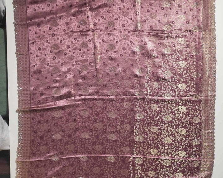 Elegant Mauve Banarasi Brocade Saree - Mauve - Picture 4