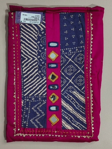 Vibrant Magenta & Navy Bandhani Suit Set - Magenta - Picture 1