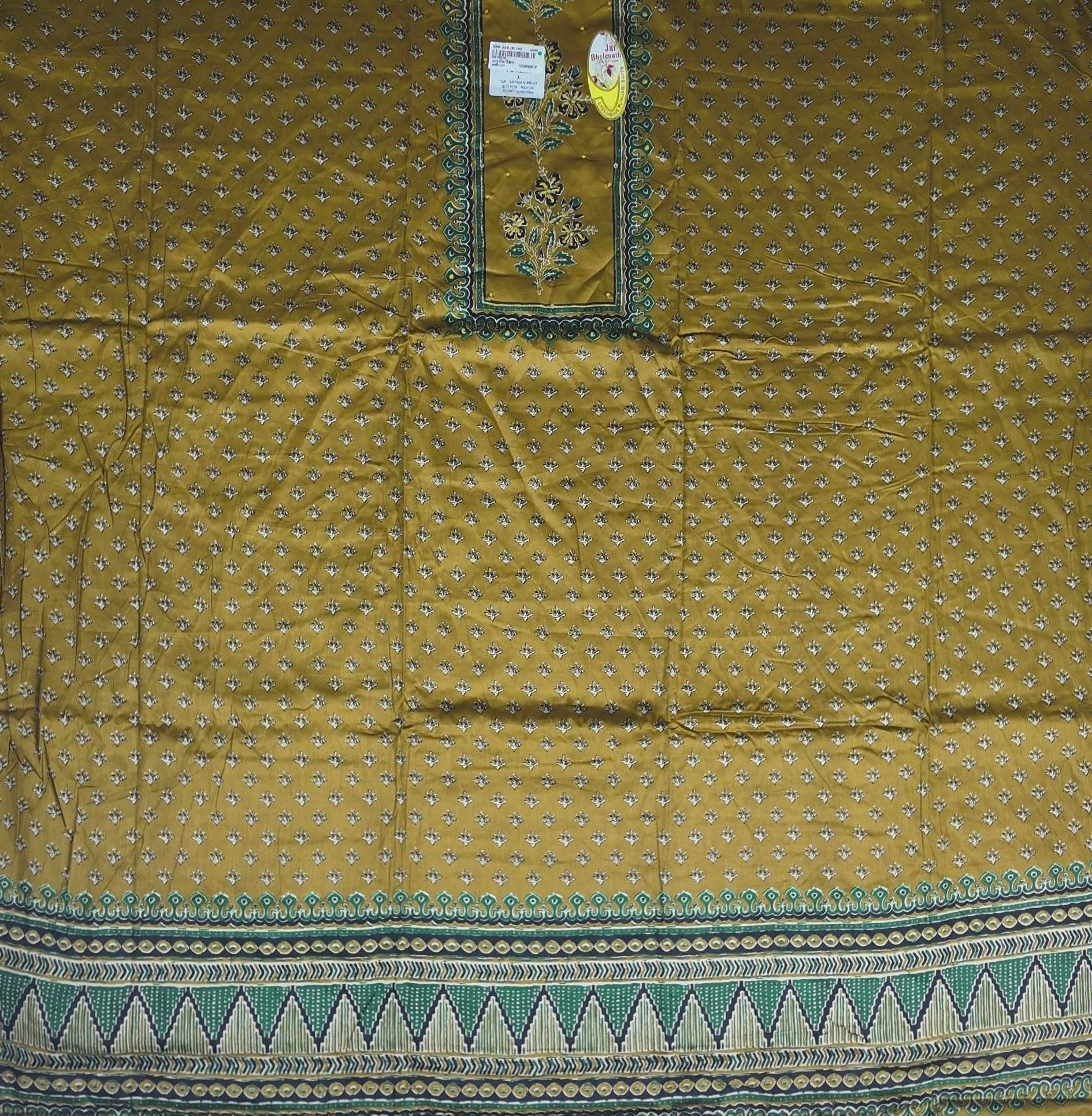 Elegant Mustard Floral Rayon Suit Set - Mustard - Picture 2