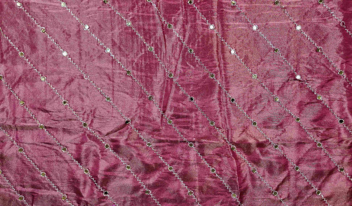 Radiant Plum Silk Saree with Mirror Work Elegance - Maroon - Picture 3