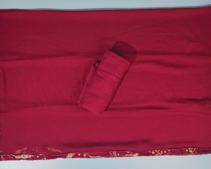 Elegant Maroon Printed Cotton Suit Set - Red - Picture 4