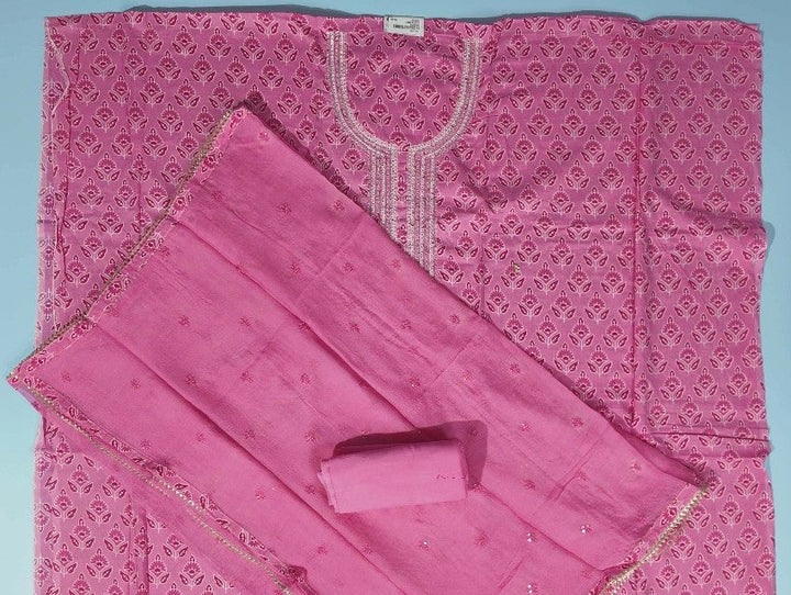Elegant Pink Floral Embroidered Suit Set - Pink - Picture 4