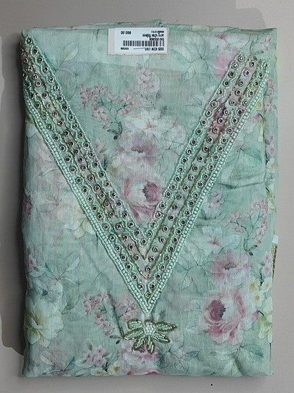 Mint Floral Embroidered Kurta Set - Mint green - Picture 1