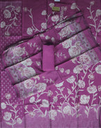 Elegant Plum Floral Embroidered Suit Set - Purple - Picture 5