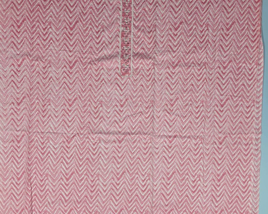 Pink Chevron Embroidered Kurta Set - Pink - Picture 2