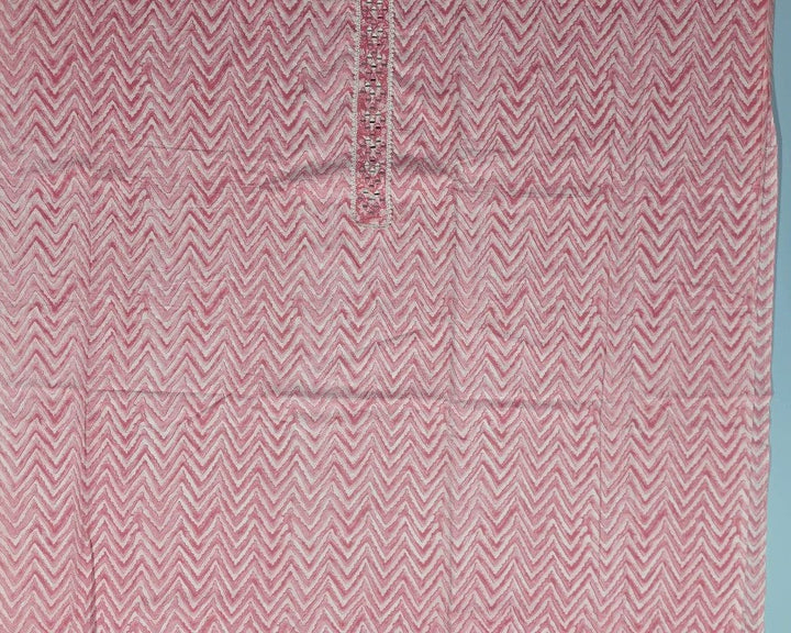 Pink Chevron Embroidered Kurta Set - Pink - Picture 2