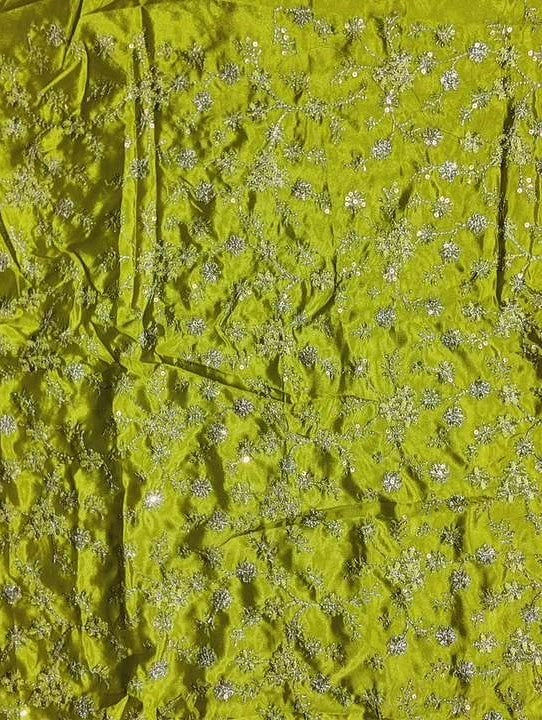 Vibrant Lime Green Embroidered Silk Saree - Lime Green - Picture 3