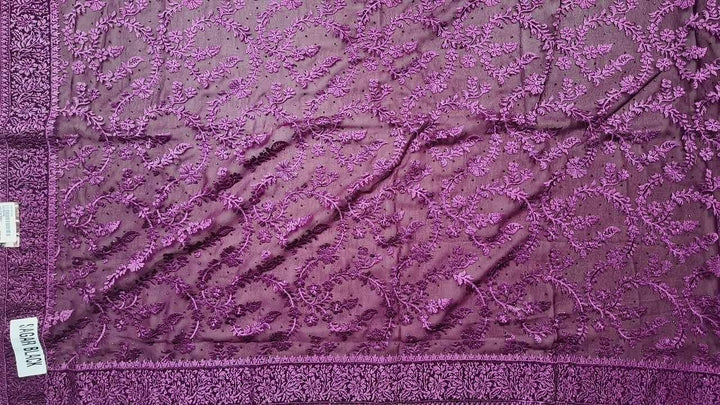 Elegant Purple Floral Brocade Fabric - Purple - Picture 2