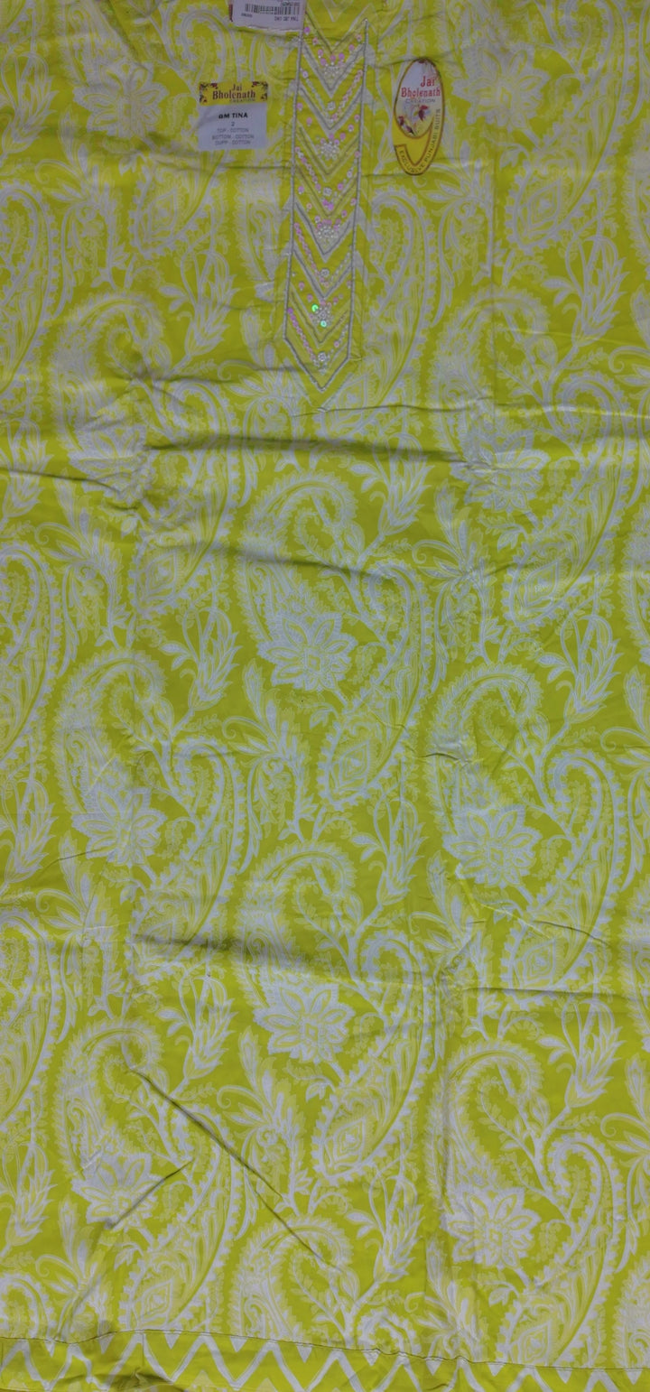 Sunny Yellow Paisley Cotton Suit Set - Yellow - Picture 2