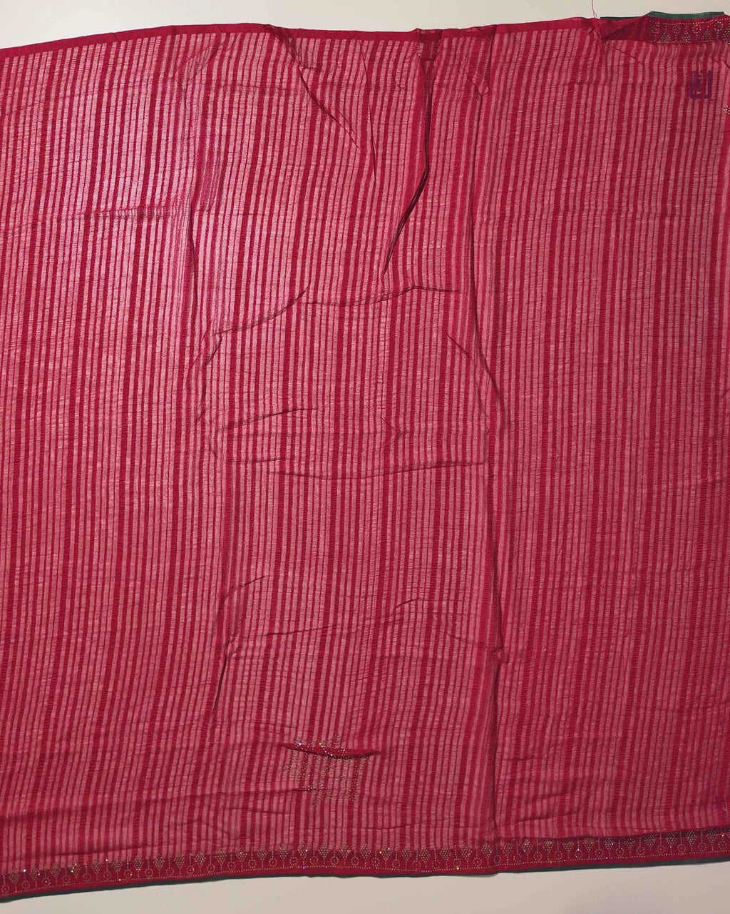 Elegant Magenta Striped Silk Saree with Tassels - Red (1) - Picture 3