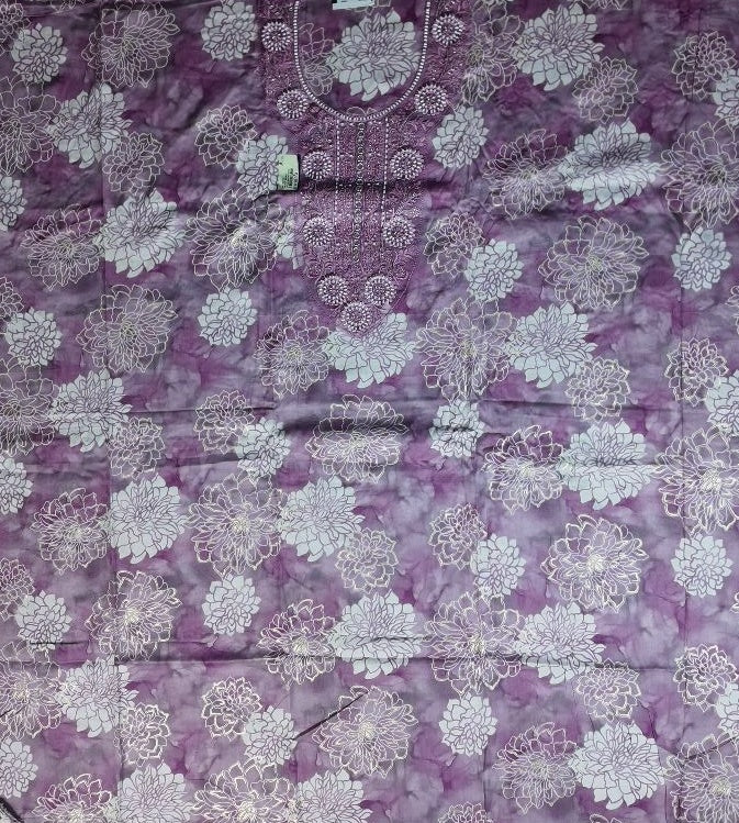 Lilac Floral Embroidered Kurta Set - Purple - Picture 3