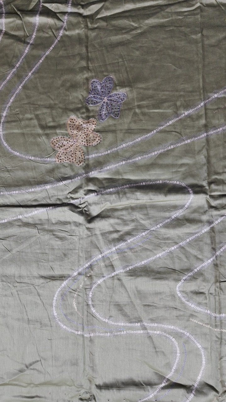 Elegant Olive Green Embroidered Suit Fabric - Olive green - Picture 2