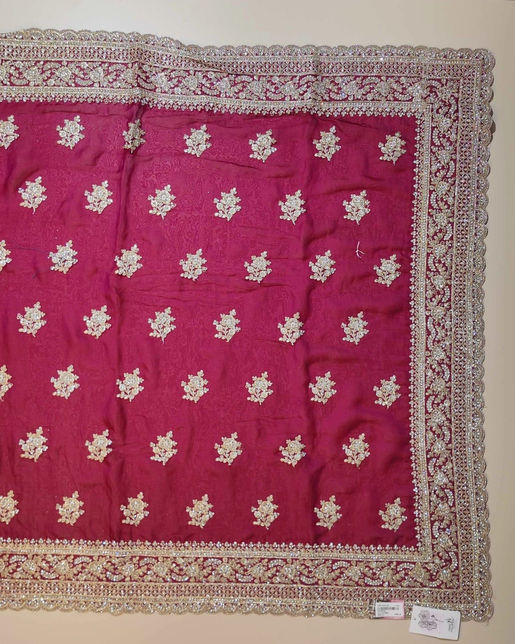 Elegant Maroon Zari Embroidered Silk Saree - Maroon - Picture 3