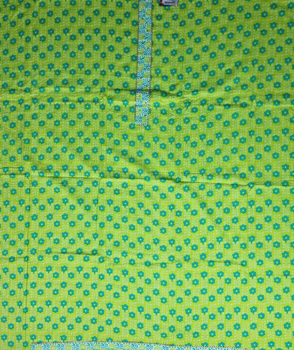 Vibrant Lime Floral Cotton Suit Set - Lime Green - Picture 2