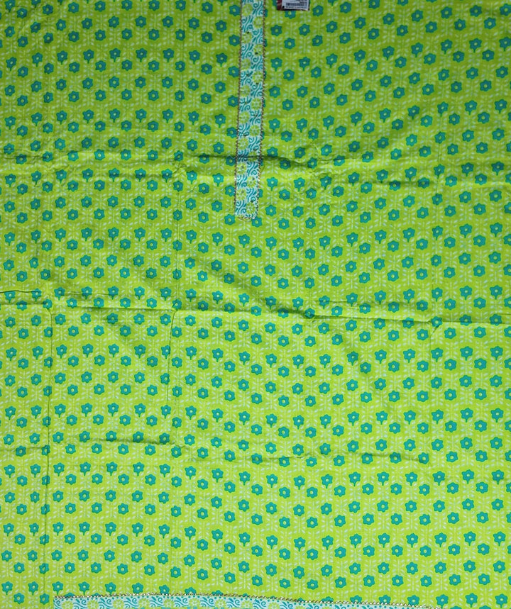 Vibrant Lime Floral Cotton Suit Set - Lime Green - Picture 2