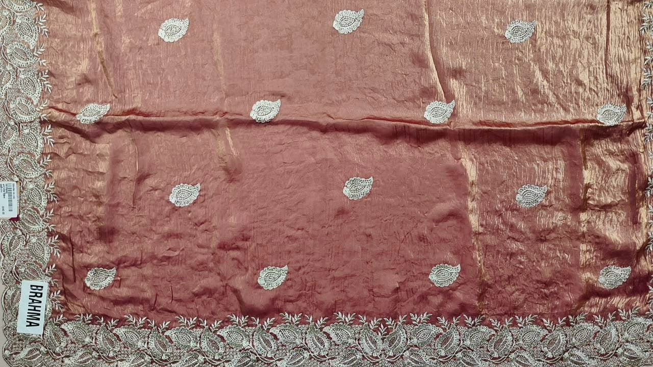 Elegant Maroon Saree with Intricate Silver Embroidery - Dark red - Picture 2