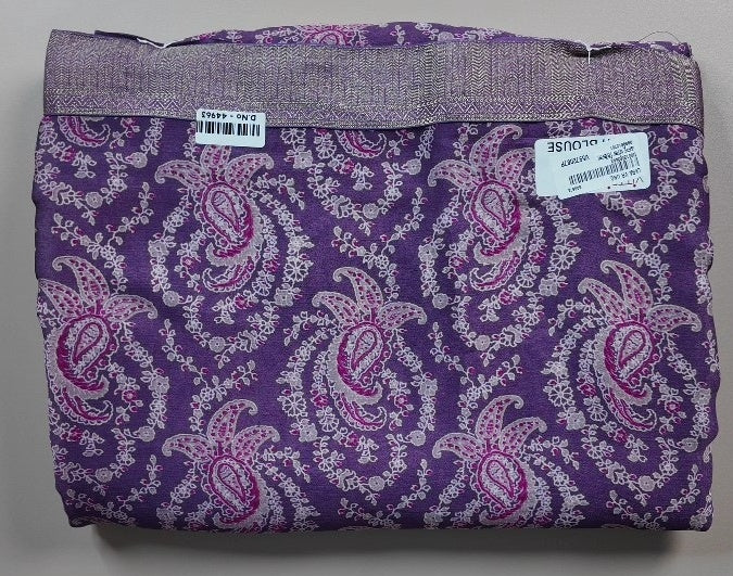 Elegant Purple Paisley Print Saree - White - Picture 3