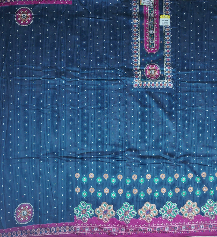 Elegant Navy Bandhani Suit with Pink Accents - Navy blue - Picture 4