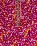 Vibrant Pink Floral Suit with Embroidered Border - Crimson Red - Picture 2