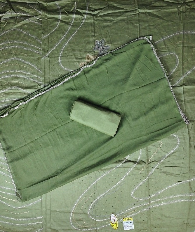 Elegant Olive Green Embroidered Suit Fabric - Olive green - Picture 6