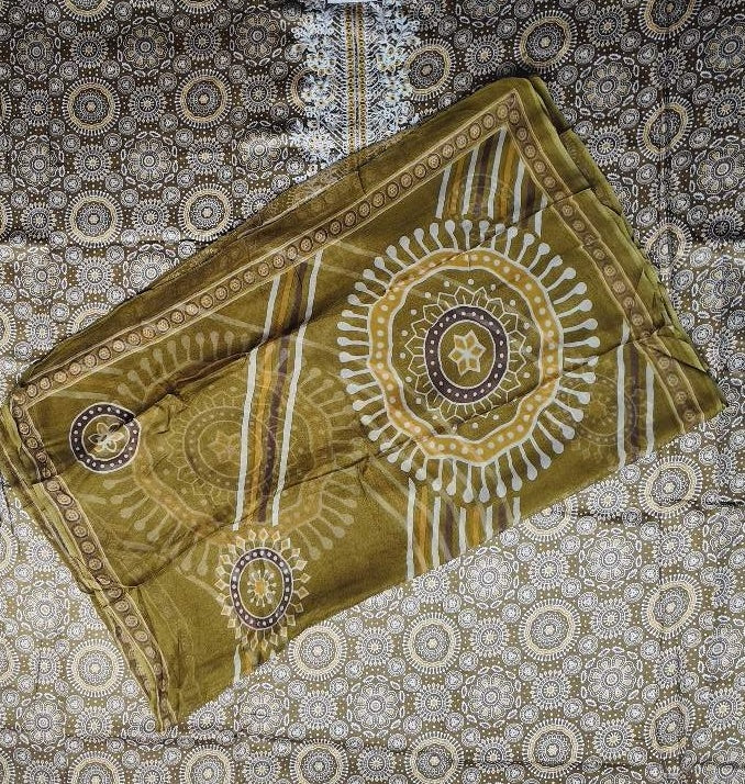 Elegant Olive Mandala Embroidered Suit - Olive green - Picture 4