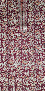 Maroon Floral Cotton Saree with Intricate Border - Maroon - Picture 2