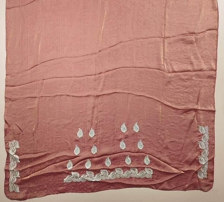 Elegant Maroon Saree with Intricate Silver Embroidery - Dark red - Picture 5
