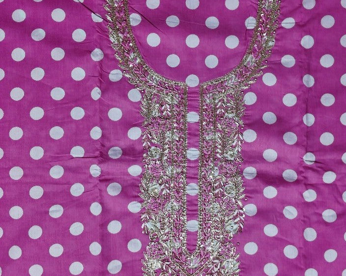 Vibrant Pink Polka Dot Embellished Suit Set - Pink - Picture 2