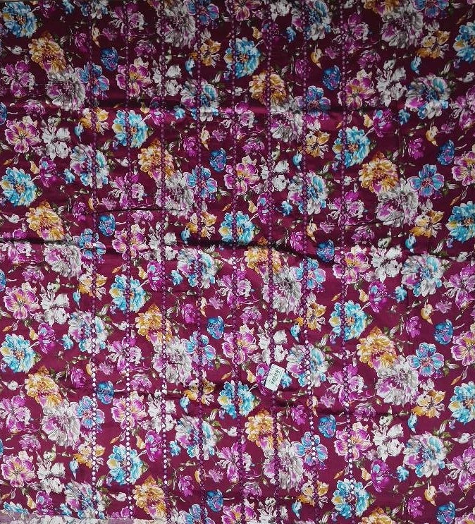 Vibrant Floral Maroon Suit with Embroidered Dupatta - Burgundy - Picture 3