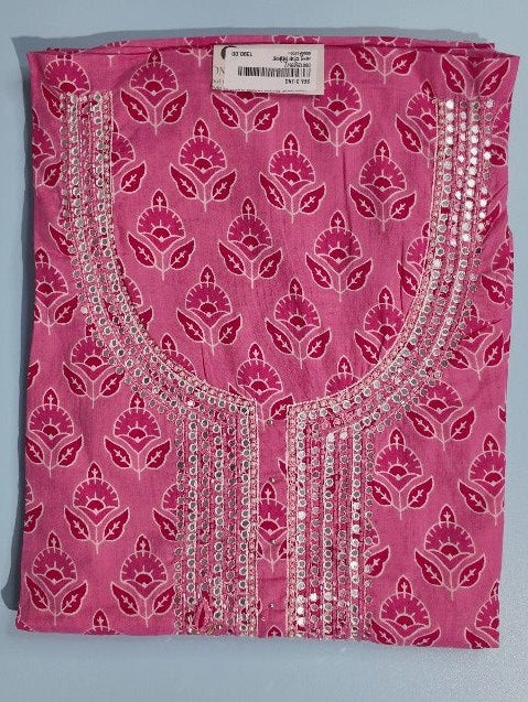 Elegant Pink Floral Embroidered Suit Set - Pink - Picture 1