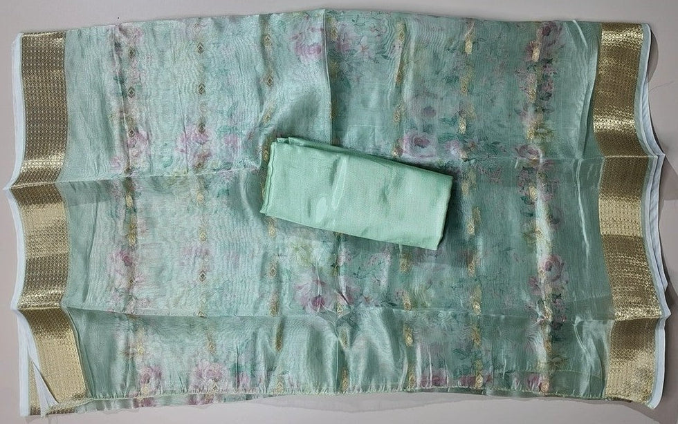 Mint Floral Embroidered Kurta Set - Mint green - Picture 3