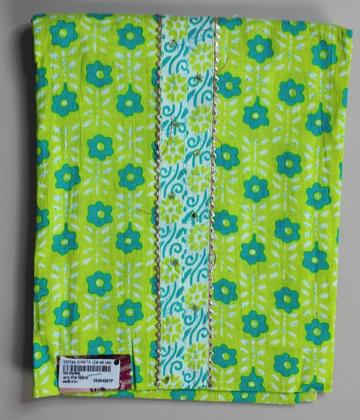 Vibrant Lime Floral Cotton Suit Set - Lime Green - Picture 1